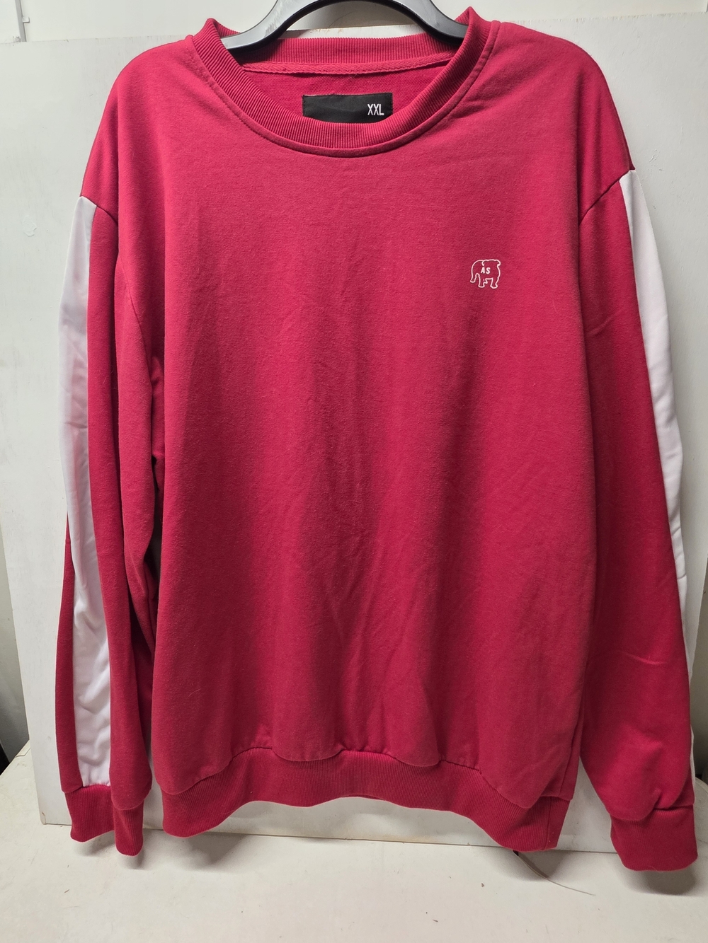 American Stitch XXL Red White Stripe Sleeve Crewneck Sweatshirt Bear Logo